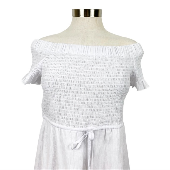 Michael Michael Kors Off The Shoulder White Dress Petite Large - Picture 4 of 10